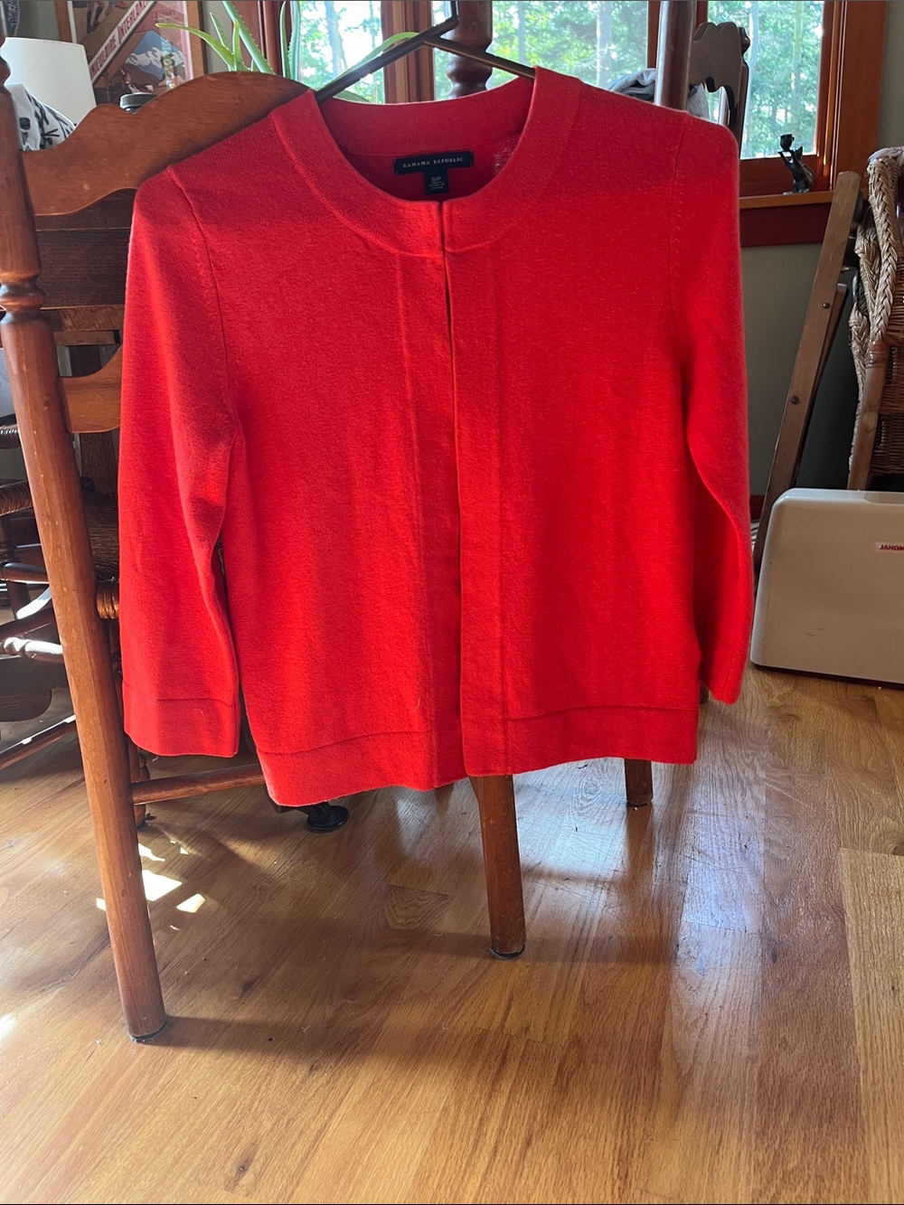 Banana Republic Bright Red Collarless Knit Cardigan
